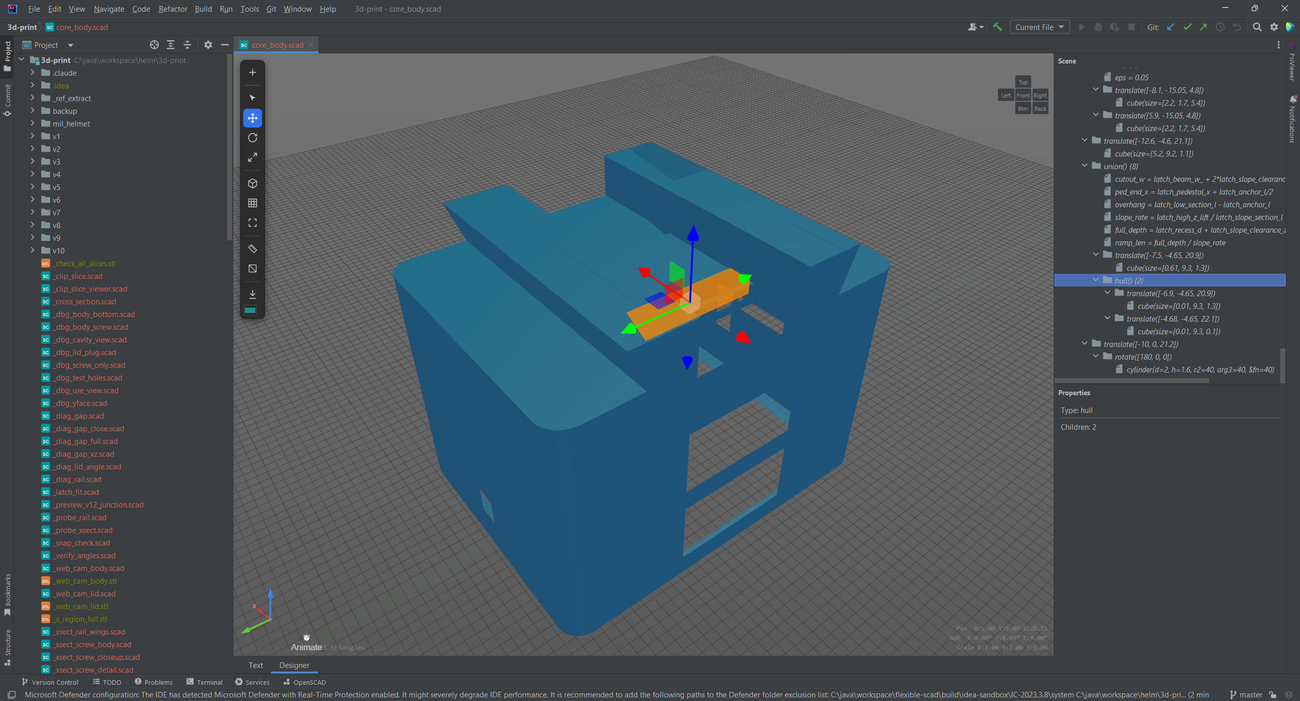 Visual gizmo editing in Flexible for OpenSCAD